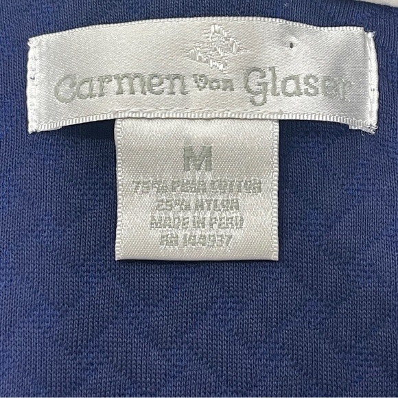 Carmen Von Glaser Luxury Pima Cotton Navy Blue Spa Robe Size Medium - Picture 3 of 4